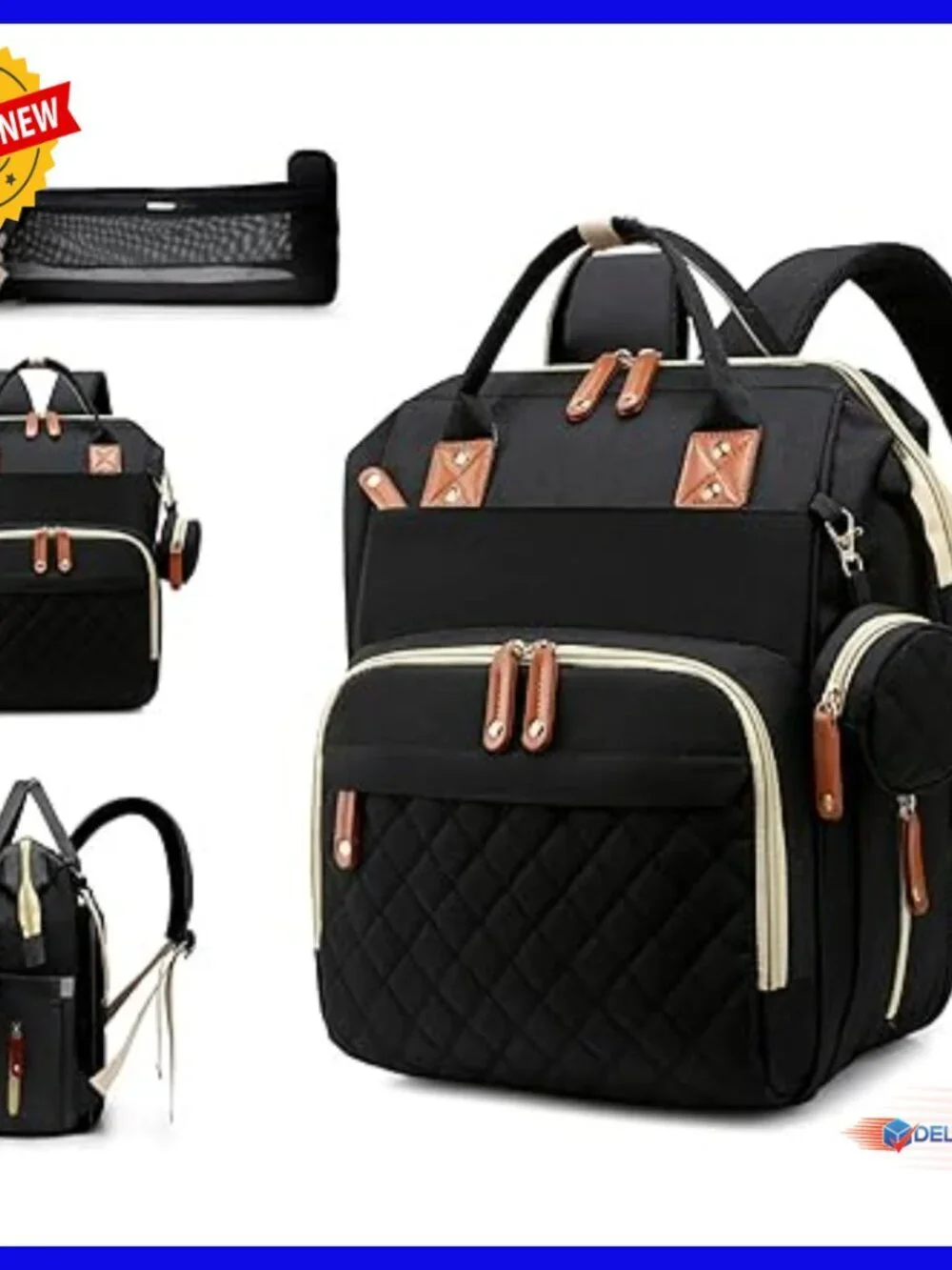 Waterproof Diaper Backpack with Changing Station USB Charging Port